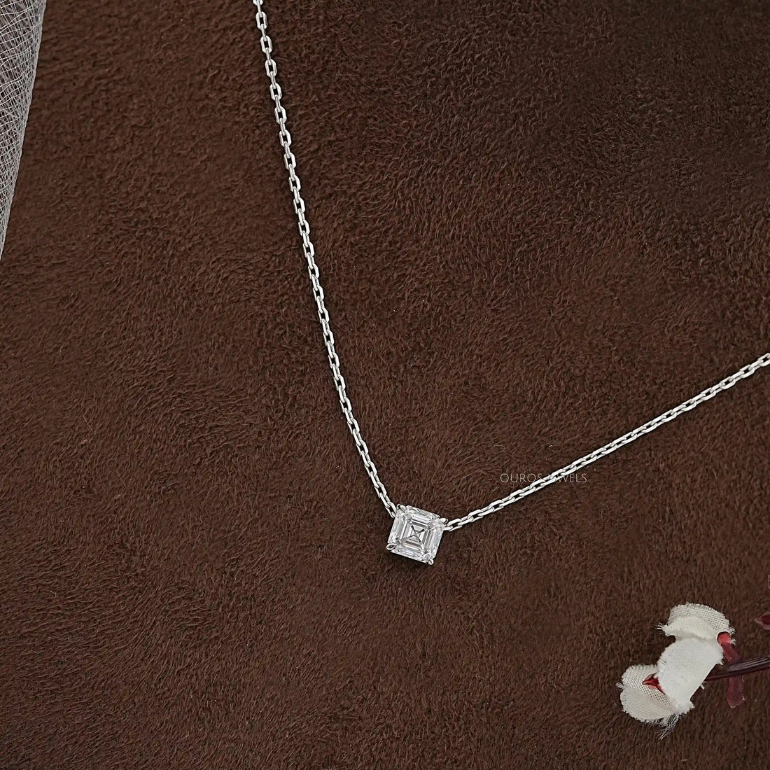 Asscher Cut Lab Grown Diamond Solitaire Pendant Necklaces