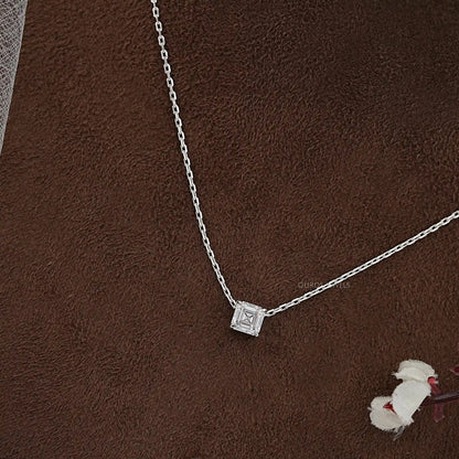 Asscher Cut Lab Grown Diamond Solitaire Pendant Necklaces