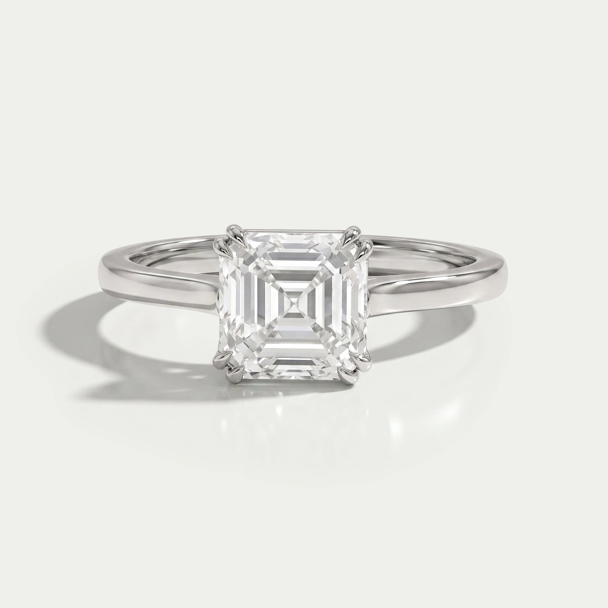 Asscher Cut Solitaire Diamond Engagement Ring Rings