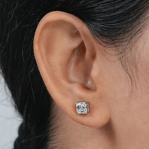 Asscher Cut Diamond Stud Earrings