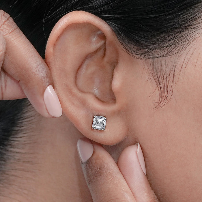 Asscher Cut Diamond Stud Earrings