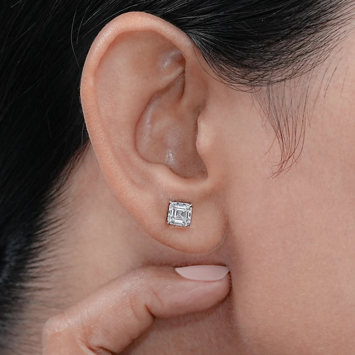 Asscher Cut Diamond Stud Earrings