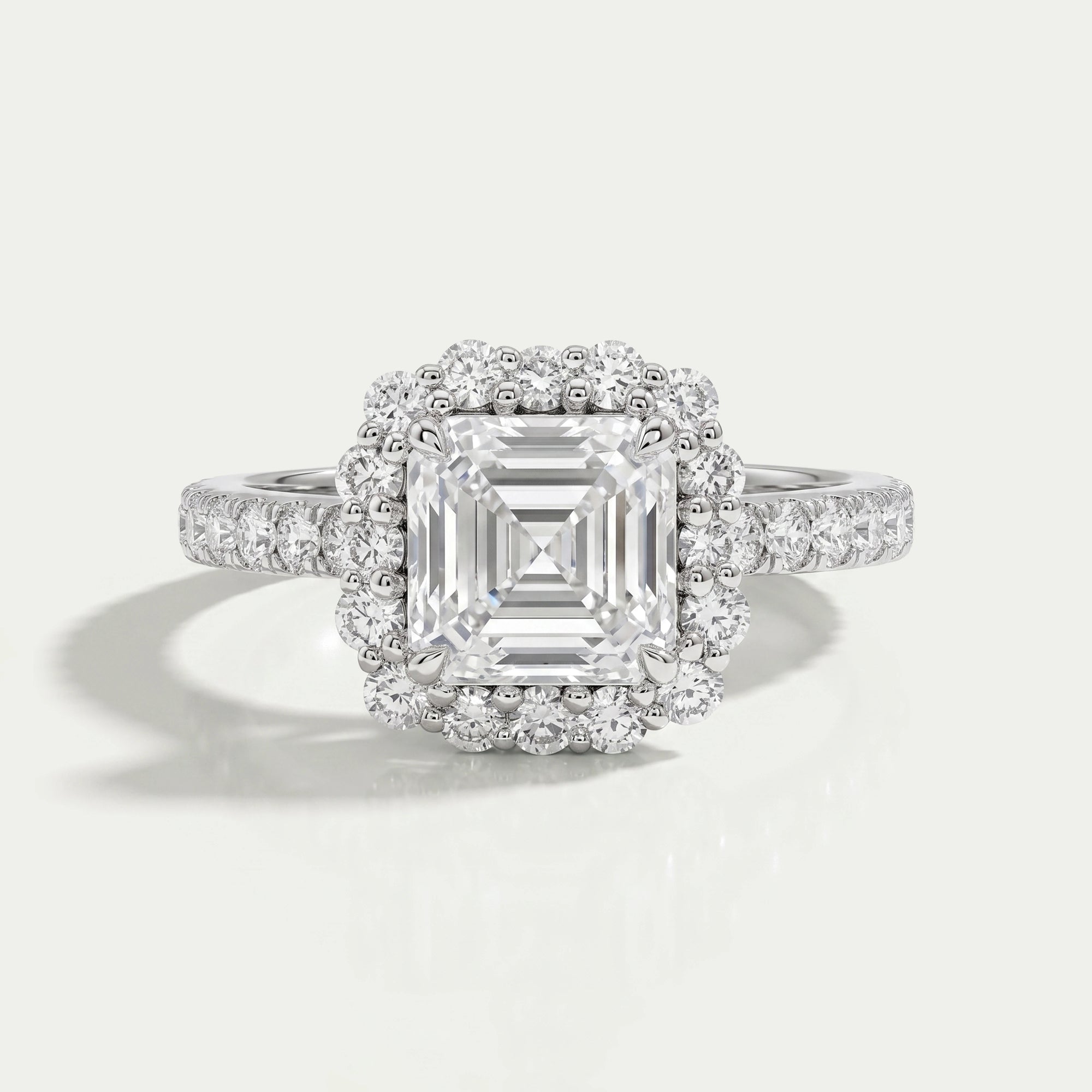Asscher Cut Lab Diamond Halo Engagement Ring Rings