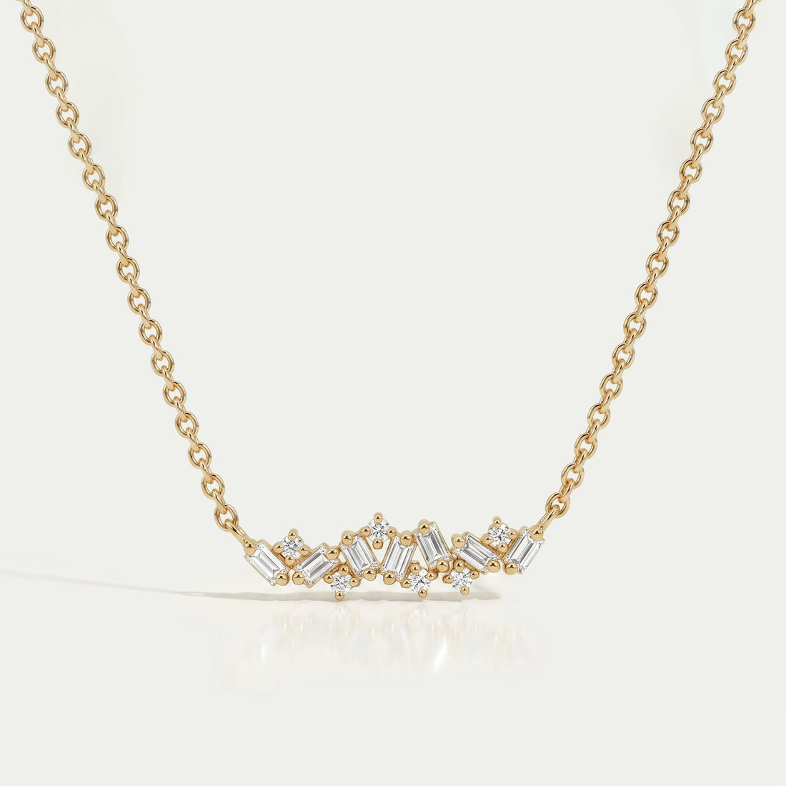 Baguette And Round Lab Diamond Pendant Necklaces