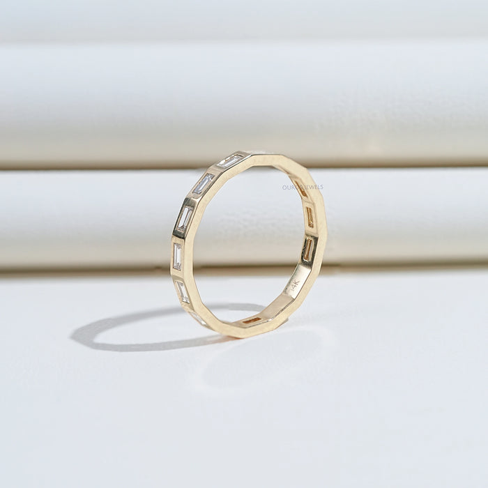 Baguette Cut Flush Set Eternity Wedding Band
