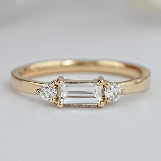 Baguette Cut Lab Diamond Dainty Ring Ring