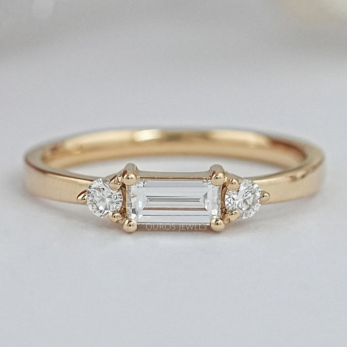 Baguette Cut Lab Diamond Dainty Ring