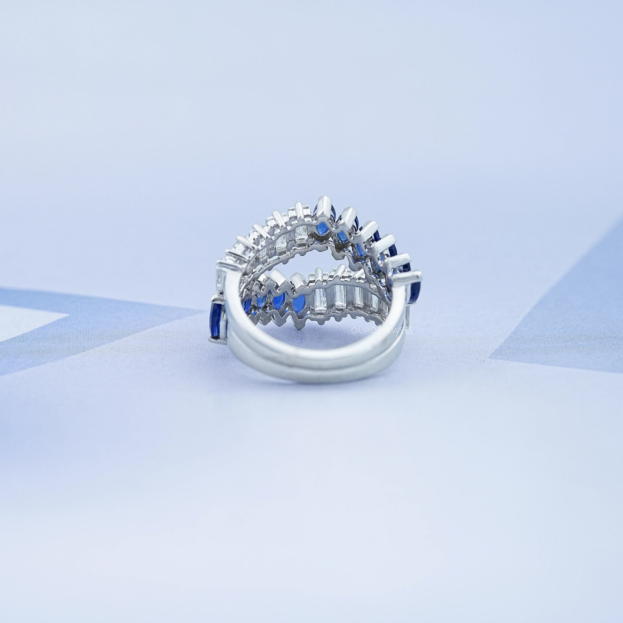 Double Row Sapphire Marquise Gemstone Enhancer Ring Rings