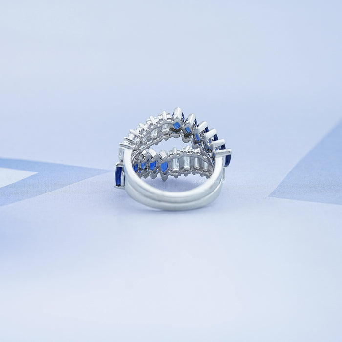 Double Row Sapphire Marquise Gemstone Enhancer Ring