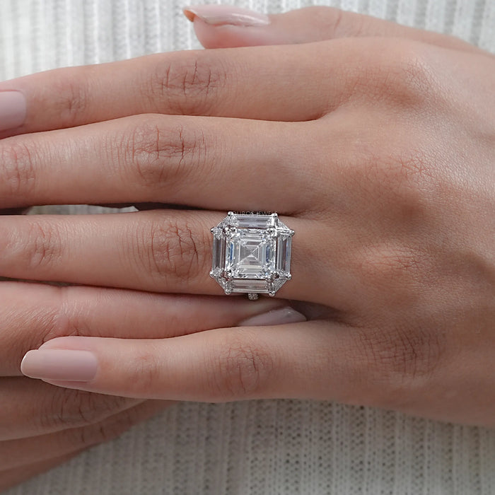 Baguette-Halo-Diamond-Engagement-Ring-For-Women