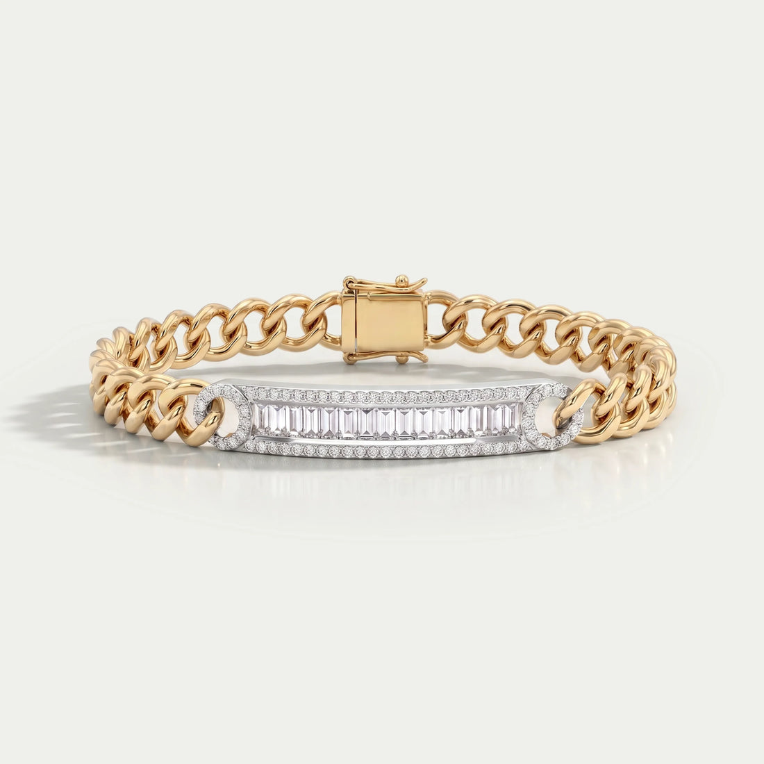 Baguette Cut Diamond Curb Link Bracelet Bracelet
