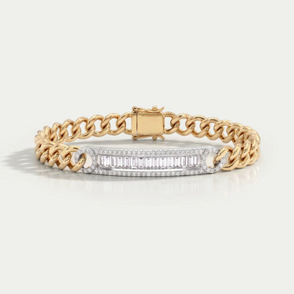 Baguette Cut Diamond Curb Link Bracelet Bracelet