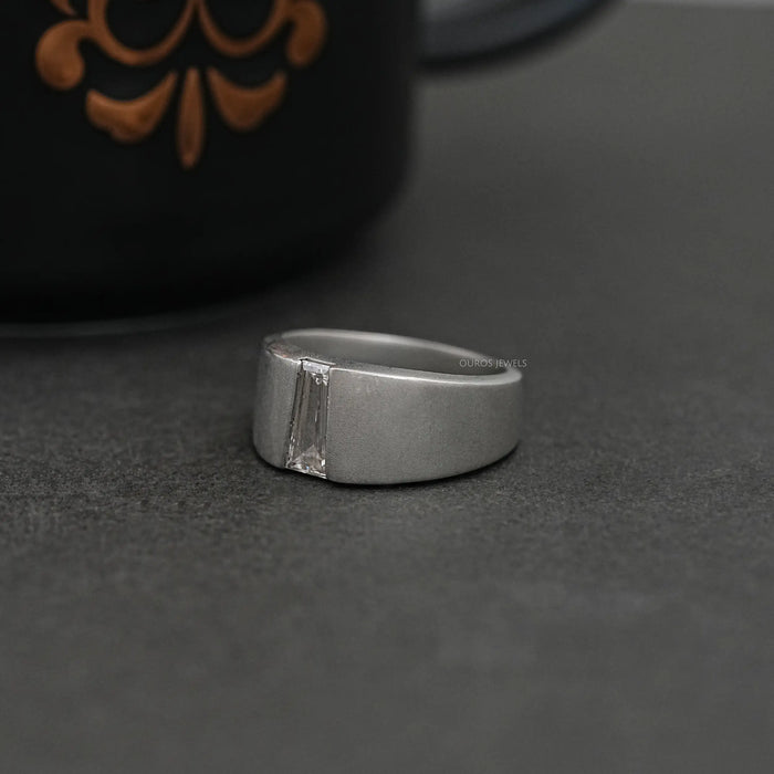 Tapered Baguette Cut Solitaire Men's Ring