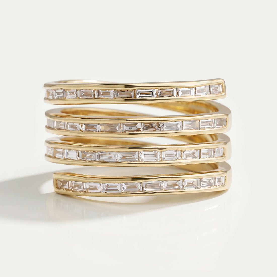 Baguette Cut Lab Diamond Spiral Band Rings