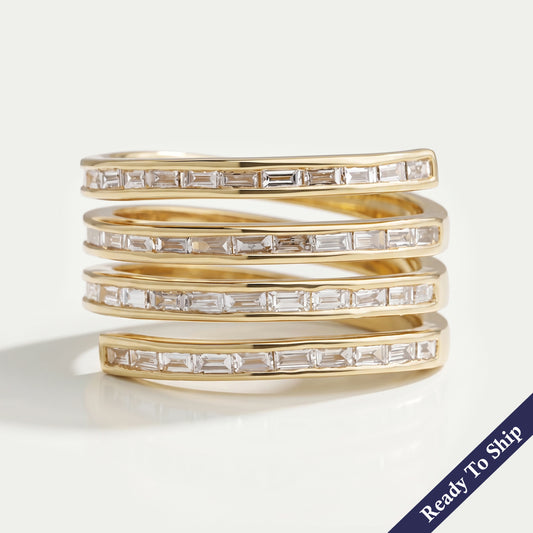 4 Row Baguette Diamond Wedding Band