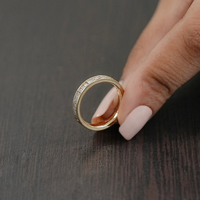 Baguette Lab Diamond Channel Set Half Eternity Band