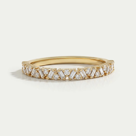 Baguette And Round Diamond Wedding Band