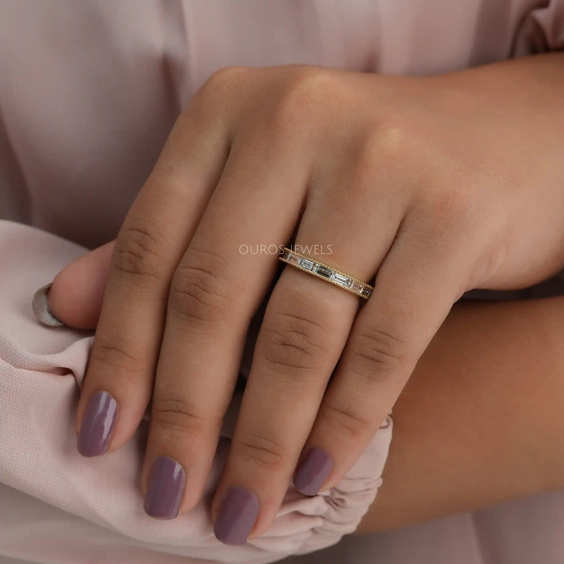 Baguette Cut Lab Grown Diamond Full Eternity Wedding Band