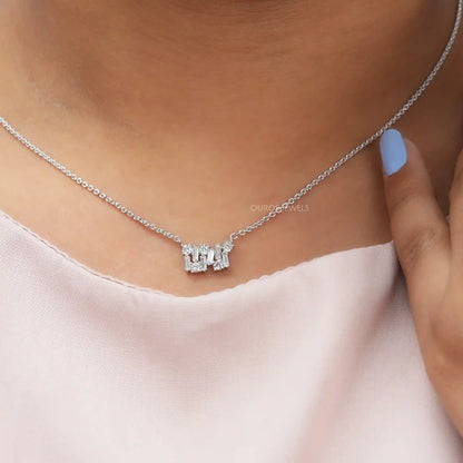 Multi Shape Lab Grown Diamond Cluster Pendant Necklaces