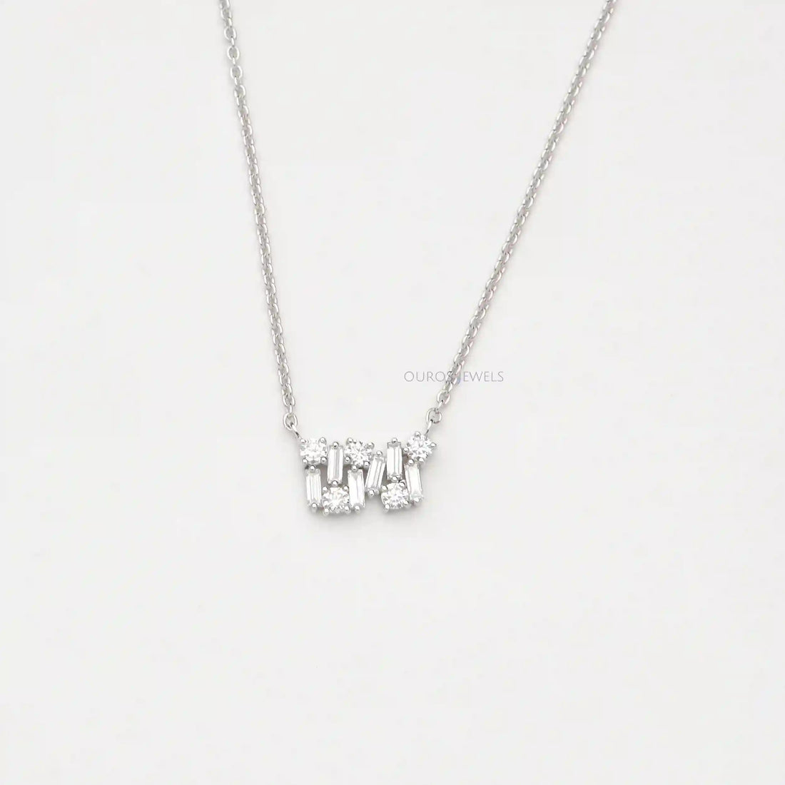 Multi Shape Lab Grown Diamond Cluster Pendant Necklaces