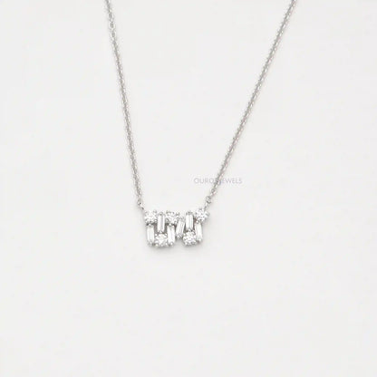 Multi Shape Lab Grown Diamond Cluster Pendant Necklaces