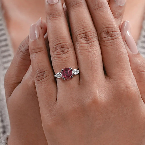 Ruby And Diamond Three Stone Ring