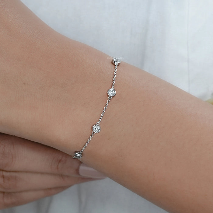 Round Diamond Bezel Set Chain Bracelet