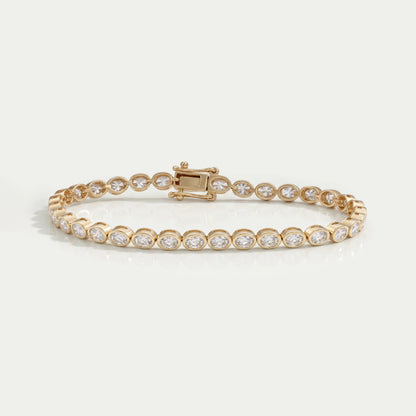 Bezel Set Oval Cut Lab Grown Diamond Tennis Bracelet Bracelet