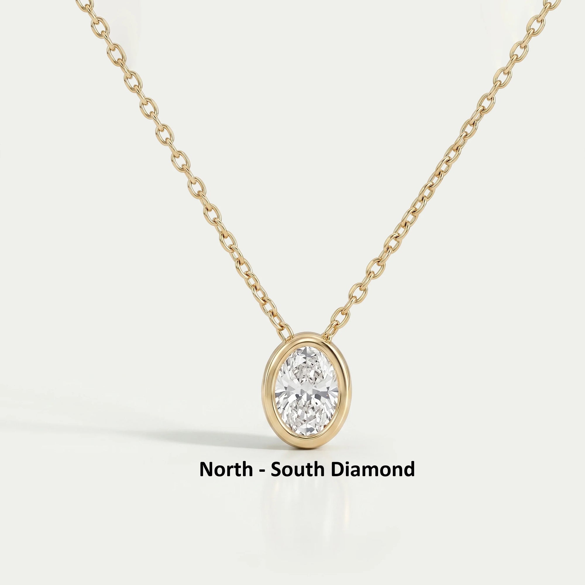 Oval Lab Diamond Bezel Set Solitaire Pendant Necklaces