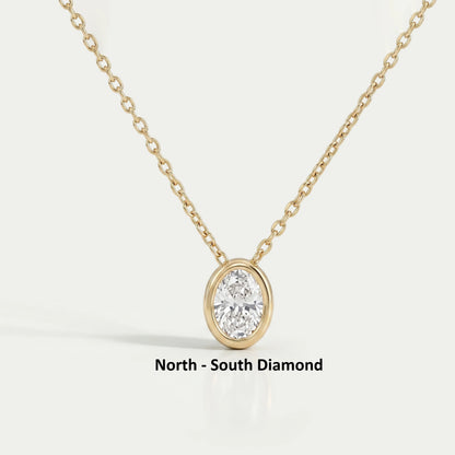 Oval Lab Diamond Bezel Set Solitaire Pendant Necklaces