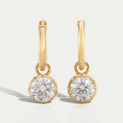 Round Diamond Drop Dangle Earrings