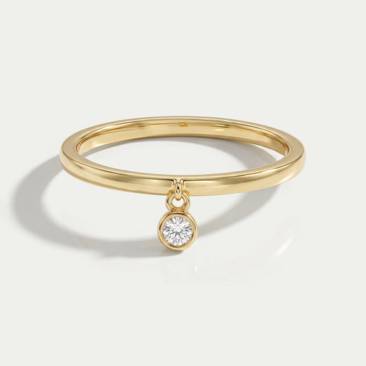 Bezel Set Round Diamond Dangle Ring Rings