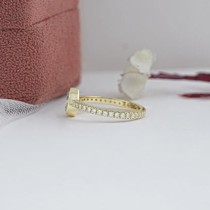 Bezel Set Lab Diamond Solitaire With Accent Ring Ring