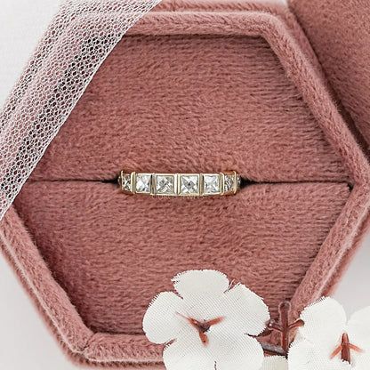 Bezel Set French Cut Diamond Half Eternity Band Ring
