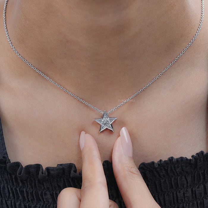 Pie Cut Diamond Star Shape Pendant