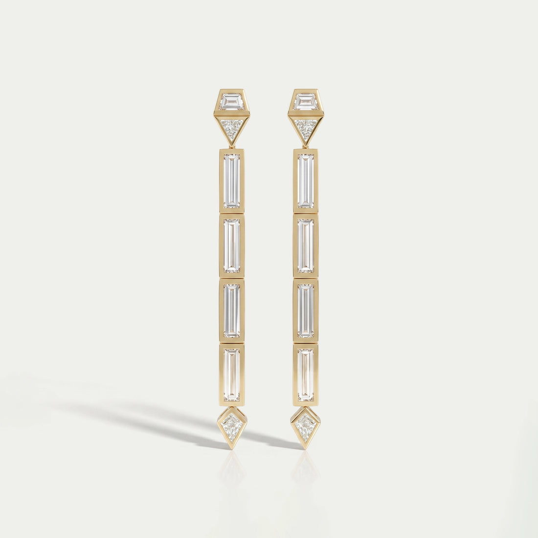 Multi Shape Lab Diamond Bezel Set Linear Drop Earrings Earrings