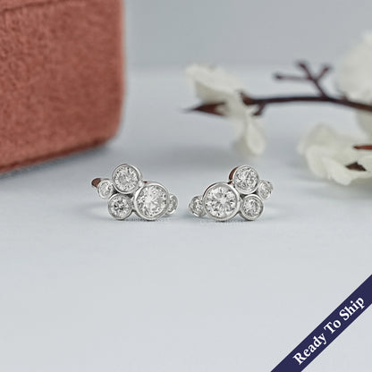 Round Diamond Bezel Set Huggie Hoop Earrings