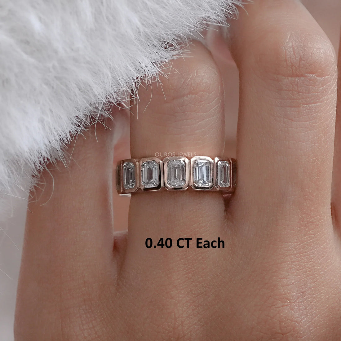 Bezel Set Emerald Cut Full Eternity Wedding Band