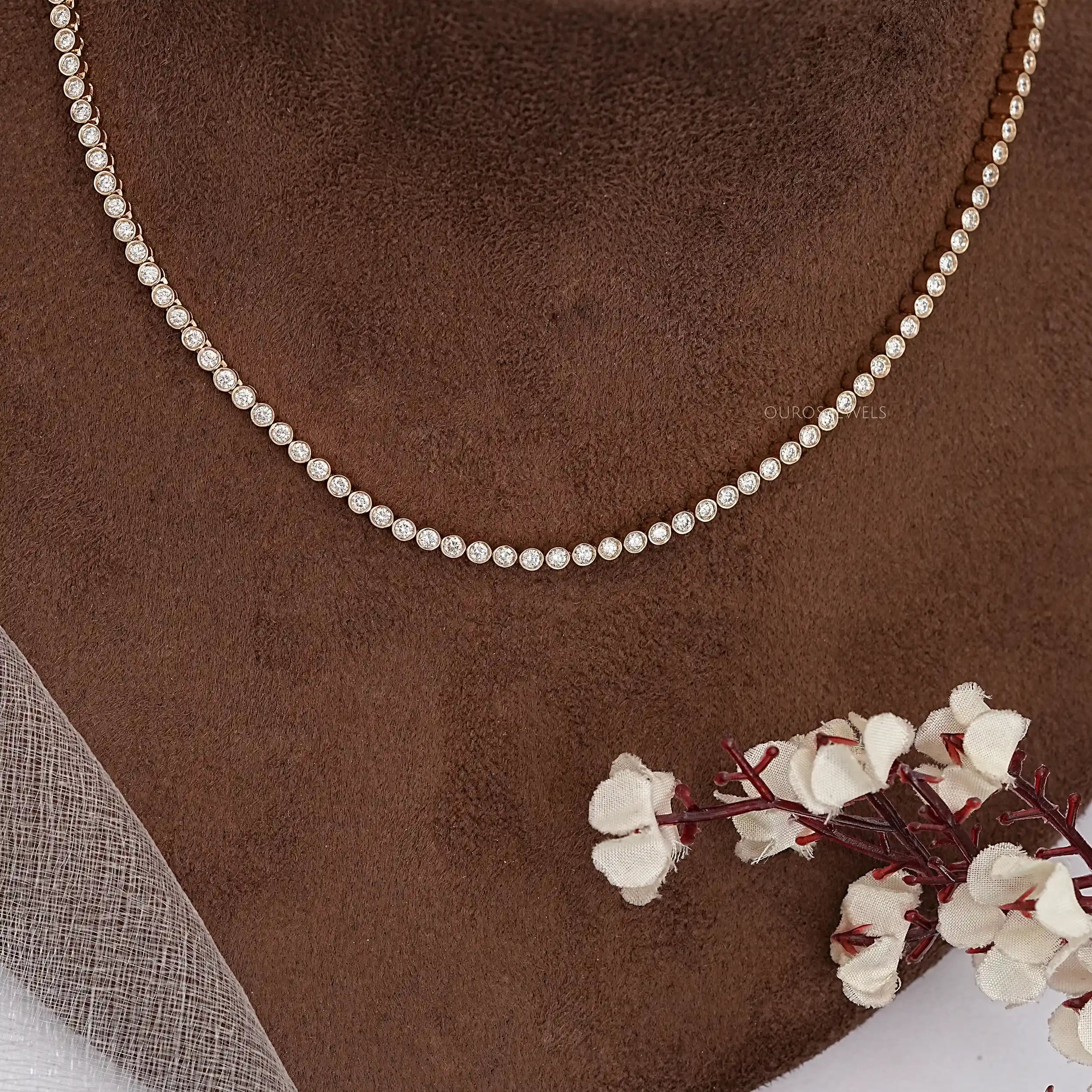 Round Cut Diamond Necklace With Bezel Set