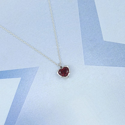 Pigeon Blood Heart Gemstone Bezel Set Pendant Necklaces