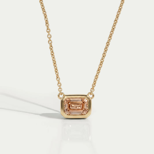 Bezel Set Pink Emerald Solitaire Pendant Necklaces
