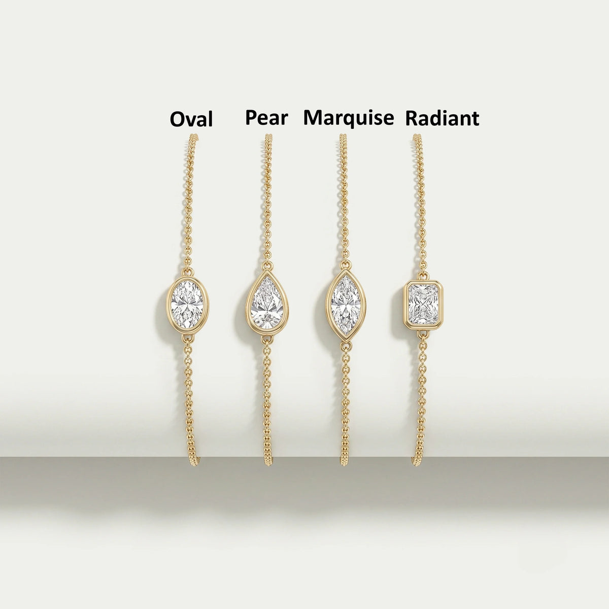 Multi Lab Diamond Bezel Set Solitaire Chain Bracelet