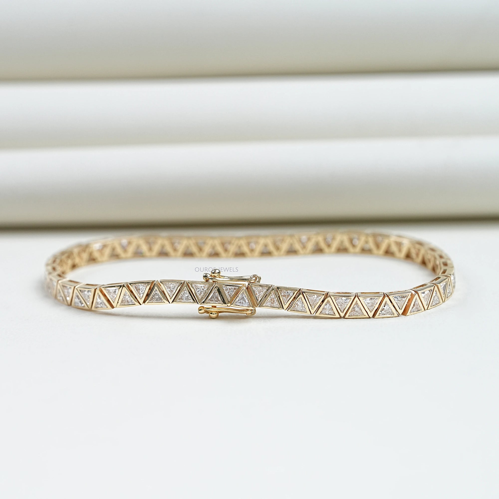 Triangle Cut Bezel Set Tennis Bracelet Bracelet