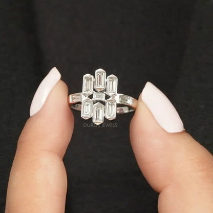 Bezel Set Baguette Cut Lab Grown Diamond Ring
