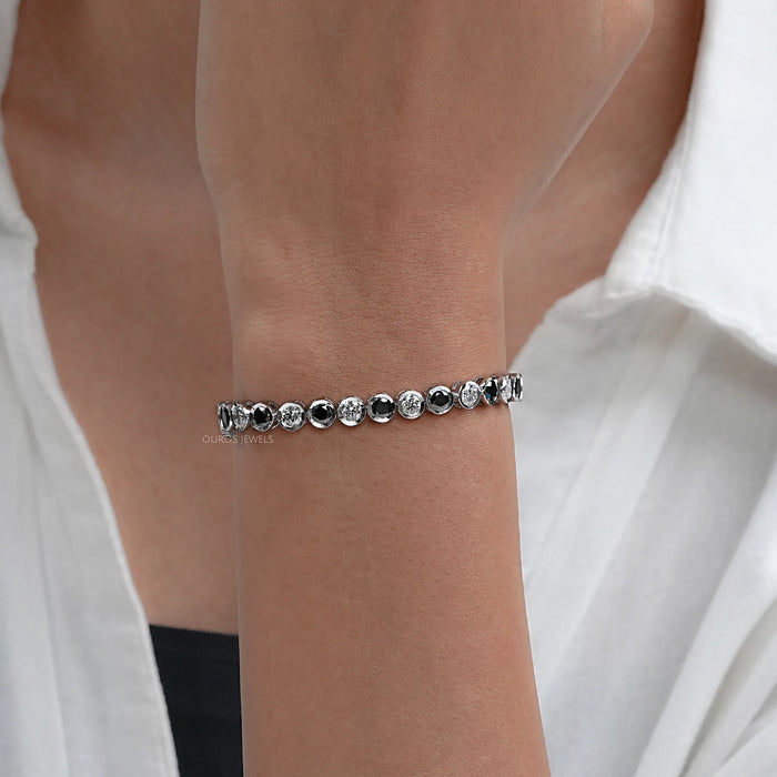 Alternative Bezel Set Round Cut Black Diamond Bracelet