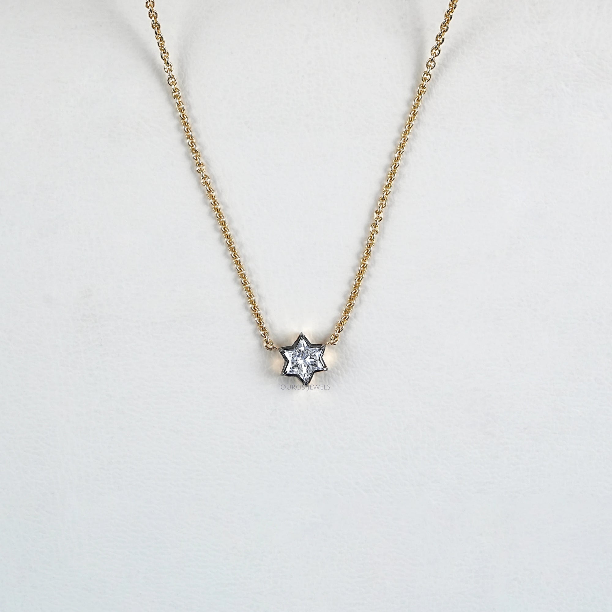 David Star Lab Diamond Bezel Set Solitaire Pendant Necklaces