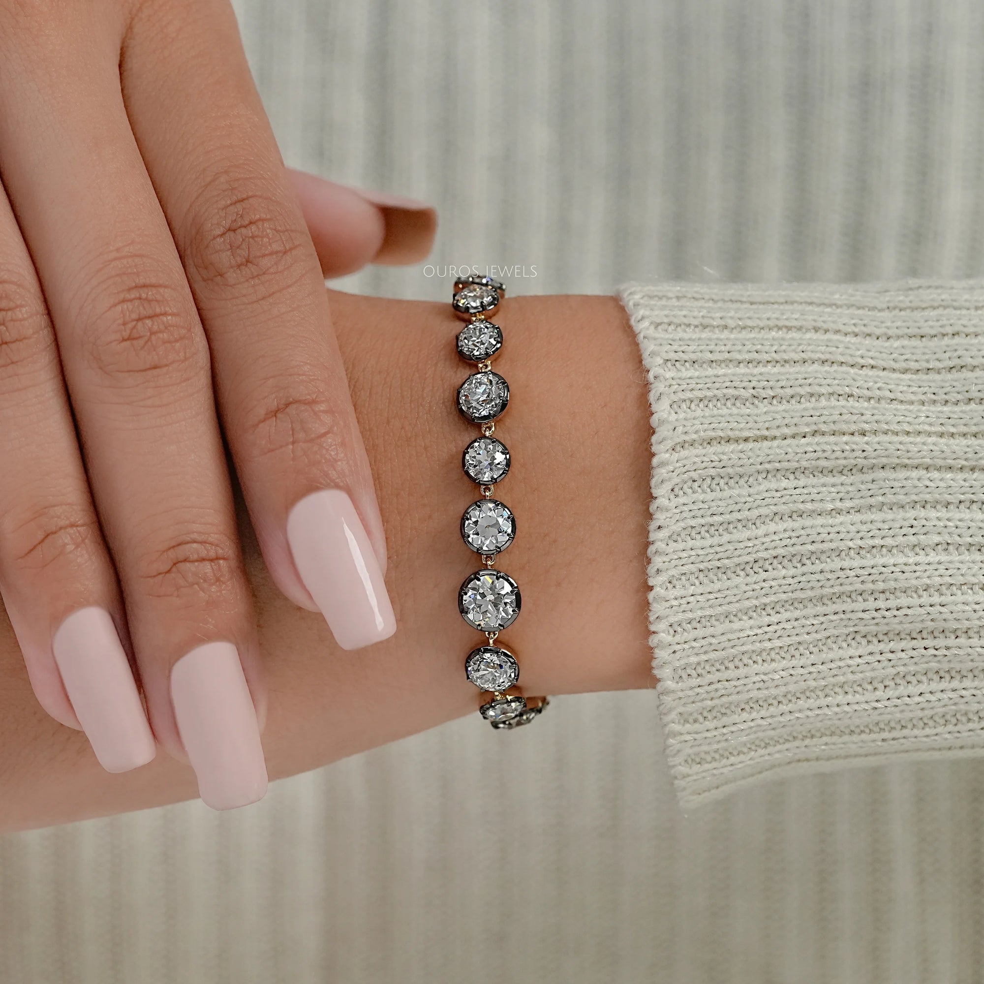 Old European Round Lab Diamond Tennis Bracelet Bracelet