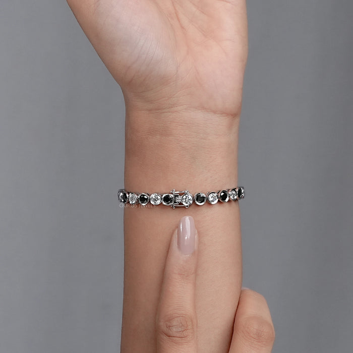 Alternative Bezel Set Round Cut Black Diamond Bracelet