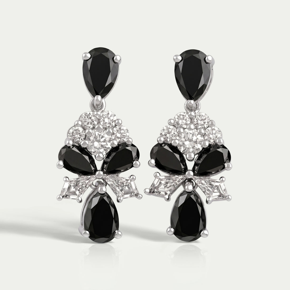 Black Pear Cut Lab Diamond Cluster Drop Dangle Earring Earrings