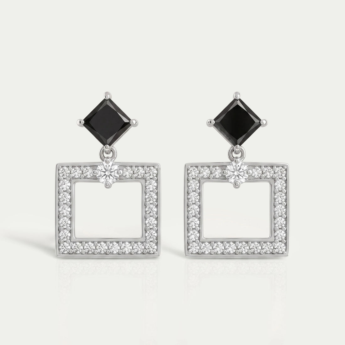 Black Princess Cut Lab Diamond Drop Earrings